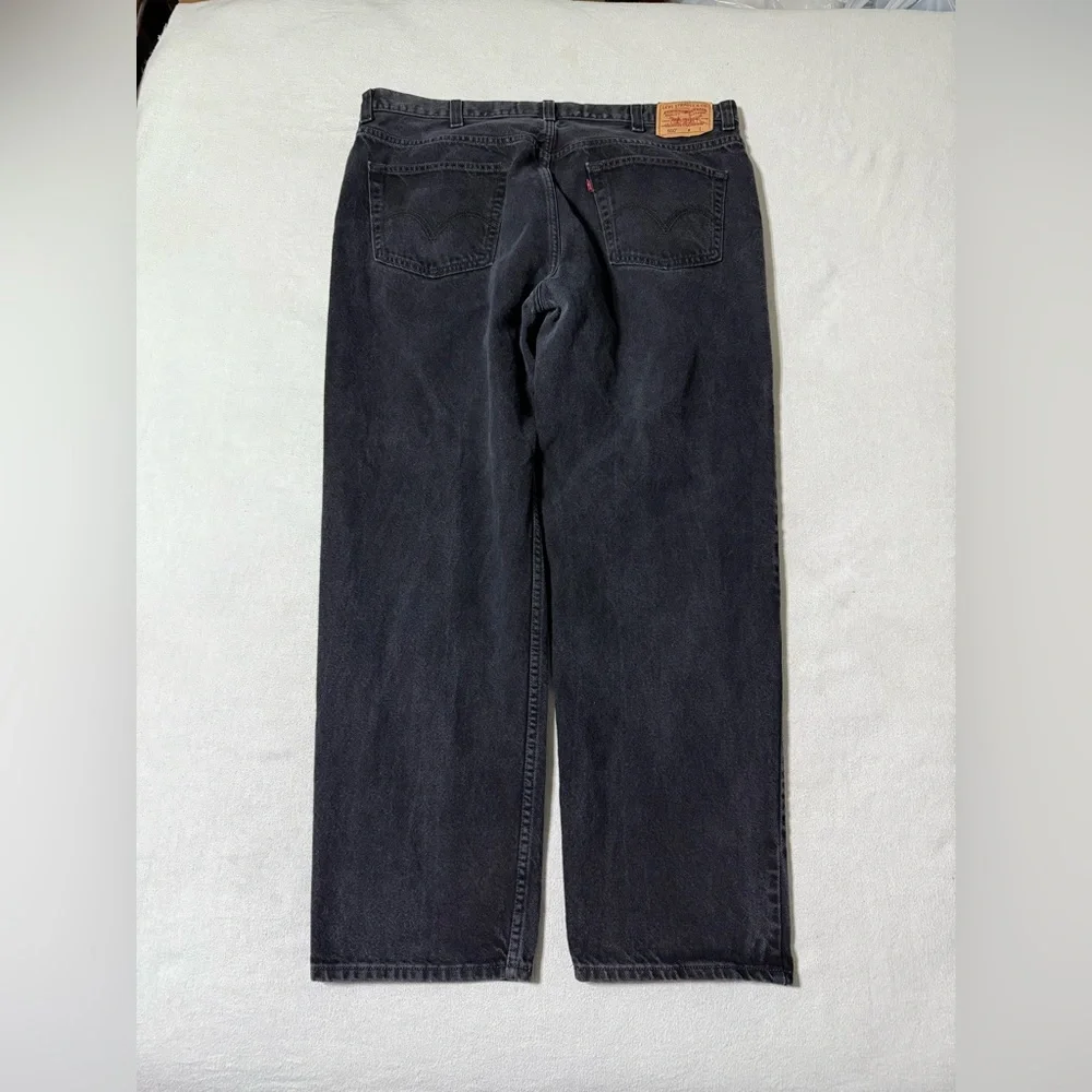 Levis 550 Jeans Mens 42x31 Black Relaxed Tapered Dark Wash‎ Y2K